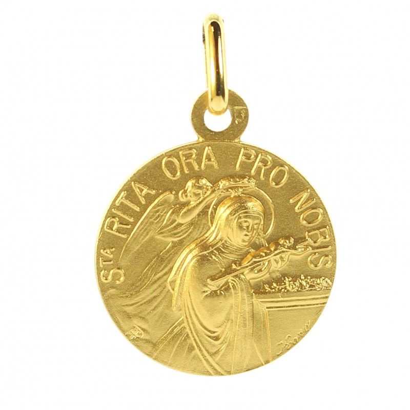 Medaglia di San Rita 18 mm placcata oro