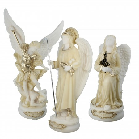 Set of 3 alabaster Archangel statues