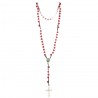 Lourdes rosary with red rose beads and Ave Maria heart