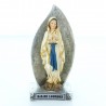 Statue de Notre Dame de Lourdes en résine colorée avec socle argenté 13cm
