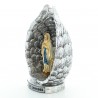 Statue de Notre Dame de Lourdes entourée d'ailes argentées en résine pailletée 12cm