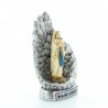 Statue Notre Dame de Lourdes entourée d'ailes argentées en résine pailletée 10cm