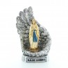 Nostra Signora di Lourdes circondata da ali d'argento in resina glitterata 10cm