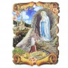 Chapelet en bois et métal avec un cadre de l'Apparition de Lourdes 10x15cm