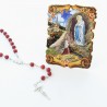 Rosario in legno e metallo con cornice dell'Apparizione di Lourdes 10x15cm