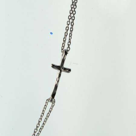 Silver rosary necklace with a Medal of Our Lady of Grace, a crucifix and 3 dozen faceted beads 4mm
