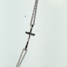 Collana in argento con medaglia della Madonna Miracolosa, crocifisso e 3 dozzine di grani sfaccettati 4 mm