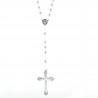 Silver rosary with round beads and a heart with the Apparition of Lourdes and the Ave Maria