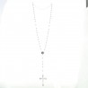 Silver rosary with round beads and a heart with the Apparition of Lourdes and the Ave Maria