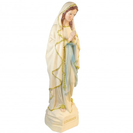 Statue of Our Lady of Lourdes in imitation wood resin and sequins 60 cm