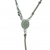 Rhodium-plated silver rosary and braided chain with Our Lady of Grace heart
