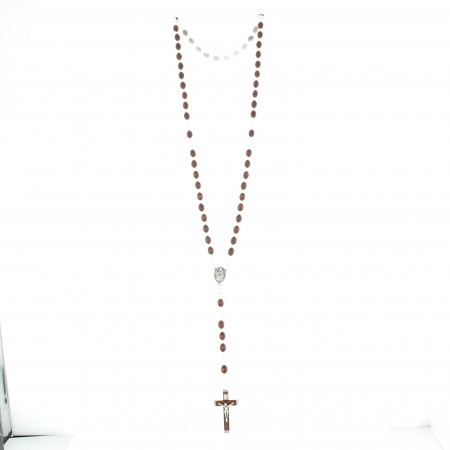 Wooden rosary with scapular heart of the Virgin and Child and the Sacred Heart of Jesus