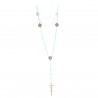 Rosary of Christ the Merciful with pastoral cross and blue glass beads, patters and two-tone metal heart
