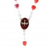 Confirmation rosary with Holy Spirit heart and red heart beads