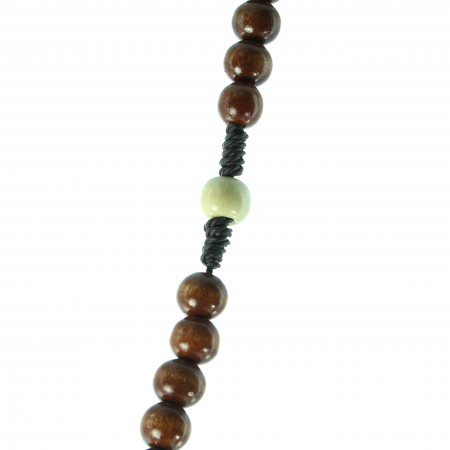 Brown rope rosary with wooden cross paters