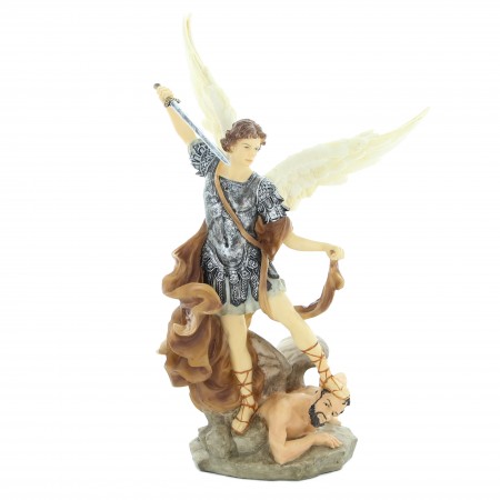 Statue de Saint Michel de 26cm en résine peinte à la main