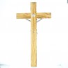 Grand Crucifix en bois d'olivier et Christ argenté 50cm