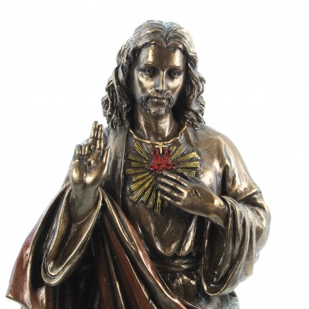 Sacro Cuore di Gesù in bronzo fuso a freddo 21cm