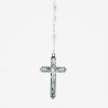 Chapelet de Lourdes en verre blanc avec croix trilobée