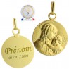 Medaglia della Madonna e del Bambino in oro - Battesimo - Incisione personalizzata - 16mm