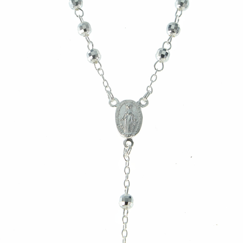Chapelet En Argent Sterling Et Perles Blanches - Occasion Avec Usure Du Temps