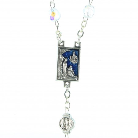 Coloured glass rosary with box of the Apparition of Lourdes