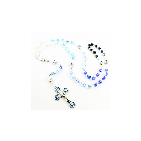 Coloured glass rosary with box of the Apparition of Lourdes