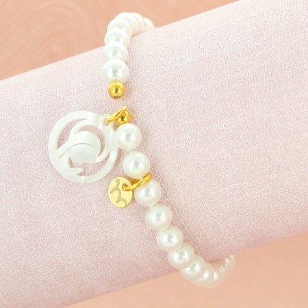 Bracelet de Communion en perles avec croix ou ange ou Vierge Marie