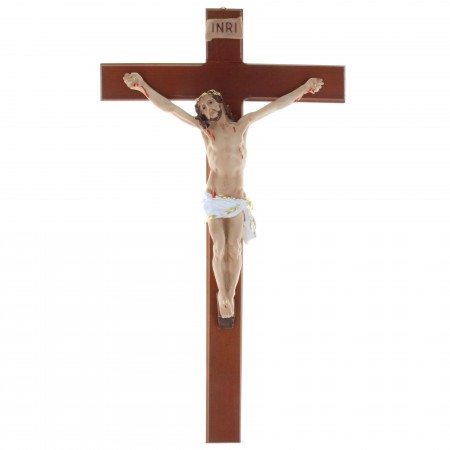 Crucifix en bois et résine colorée 44cm