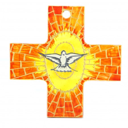 Croix du Saint Esprit en verre peint 12cm