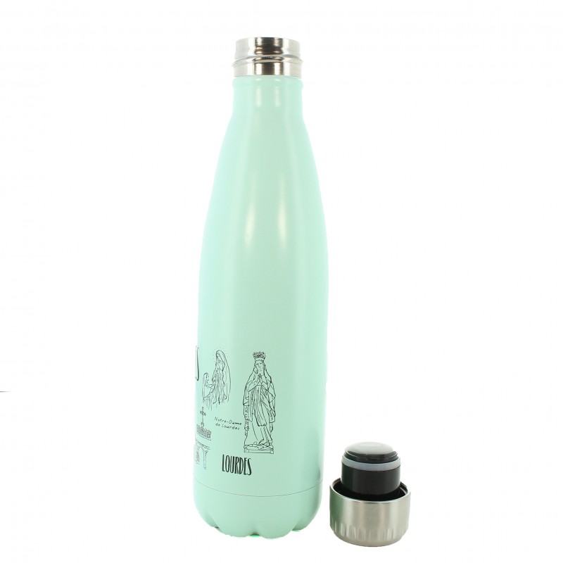 Stainless steel "Lourdes" insulated flask filled with 500ml of Lourdes water