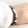 Men's black bracelet with steel cross