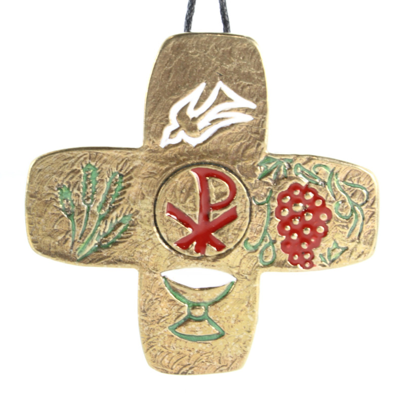 Croix Communion Croix de Communion en Bronze avec Symboles Sacrés – 7cm, Idéale pour ...