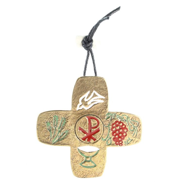 Croix Communion Croix de Communion en Bronze avec Symboles Sacrés – 7cm, Idéale pour ...