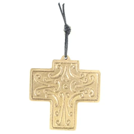 Croce in bronzo con rappresentazione astratta dell'Ultima Cena 8cm
