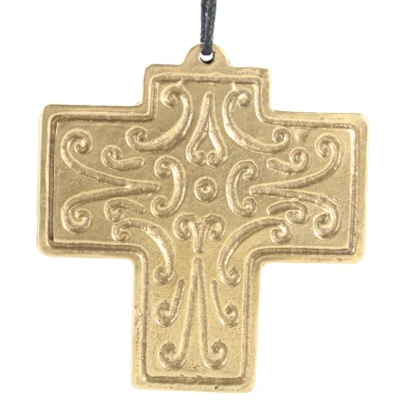 Croce in bronzo con rappresentazione astratta dell'Ultima Cena 8cm