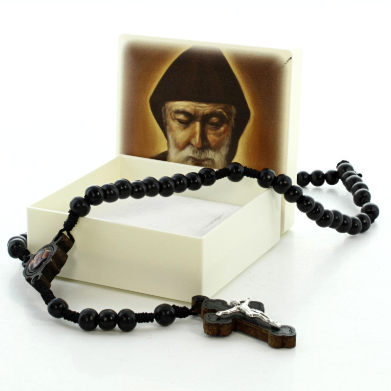 Chapelet En Bois Bleu GTBITALY – 50 + 9 Grains Avec Médaille Et Croix De Saint Benoît Exorciste – Fabriqué à Loreto Italie