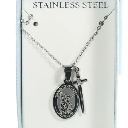 TEAMER Broche Saint Michel En Acier Inoxydable - Pendentif 25x25 Mm - Bijou Religieux Protecteur - Cadeau Baptême, Fête Pendentif 25x25mm