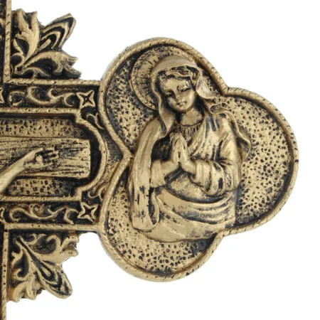 Gilded resin Crucifix of the Holy Family 36cm