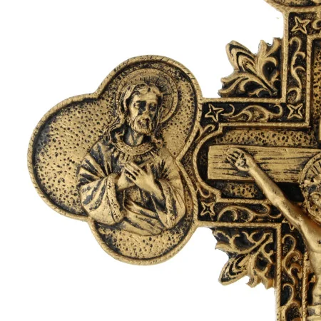 Gilded resin Crucifix of the Holy Family 36cm