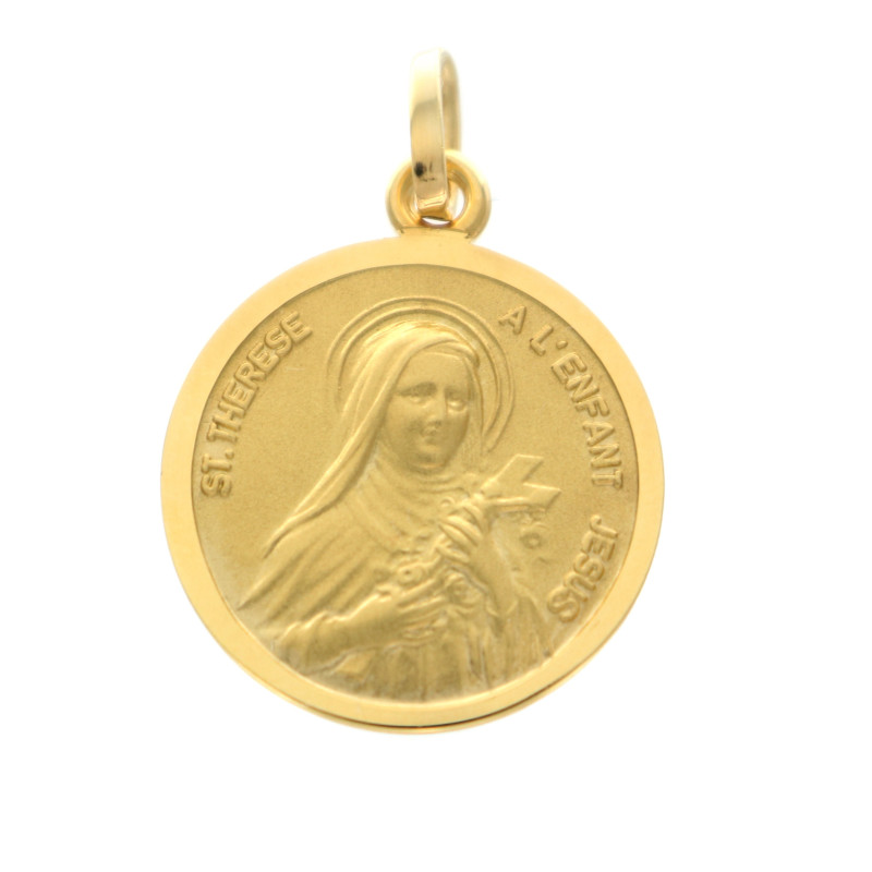 Ancien Pendentif Médaille En Plaqué Or Sainte Thérèse - Occasion, Bon état, Format Petit, Thème Anges
