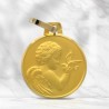 Médaille d'Ange à la Colombe en Or 18 carats 14 mm avec Gravure Personnalisée