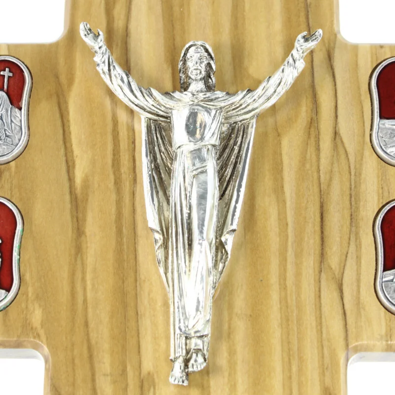 Boîte De Rangement En Bois D'olivier Avec Croix Décorative - 10x10x5 Cm, Faite Main - Pour Bijoux, Encens, Objets Précieux