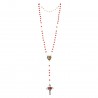 Chapelet Sacré Coeur de Jésus en verre rouge 5 dizaines avec sa boite illustrée