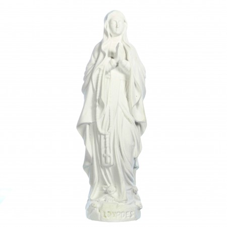 Statue Notre Dame de Lourdes en résine blanche de 10 cm