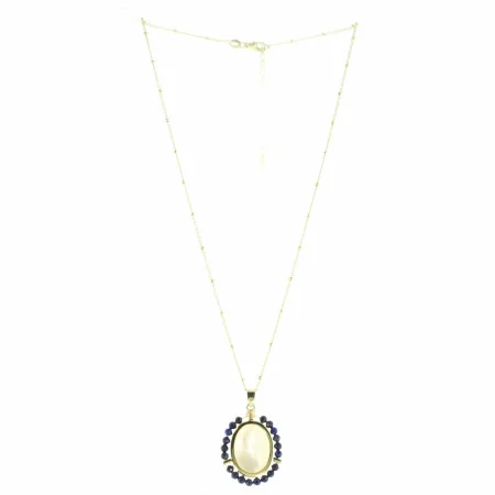 Our Lady of Grace necklace with Lapis Lazuli stones and gold-plated metal
