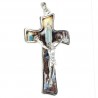 Croce dell'Apparizione di Lourdes e Cristo crocifisso in metallo e resina 7cm