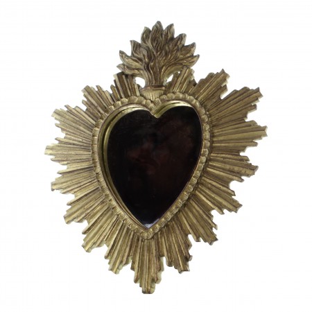 Grand miroir Ex-voto en résine dorée