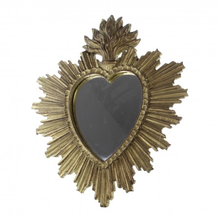 Grand miroir Ex-voto en résine dorée