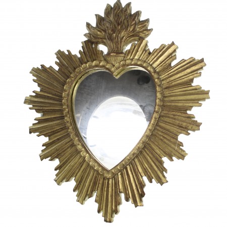 Grand miroir Ex-voto en résine dorée